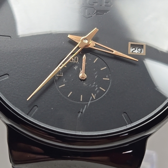 LIGE Dream Black Mesh Stainless Steel Date Quartz Subdial Watch New Battery Mens - Picture 4 of 11